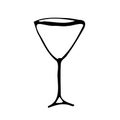 Vector doodle drink glass of wine, for kitchen, cafÃÂ©, bar, restaurant Royalty Free Stock Photo
